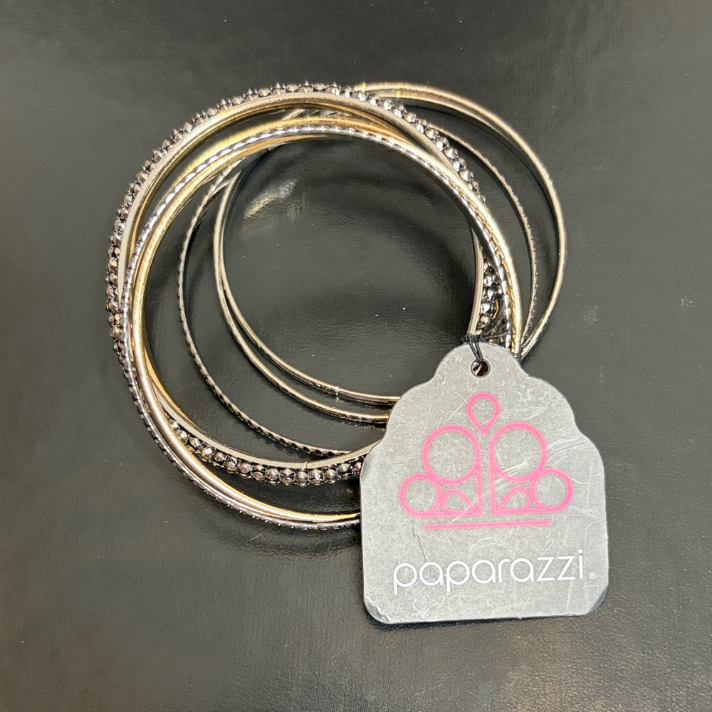 paparazzi Stacked Bangle Bracelet Set (7) - Gold & Silver